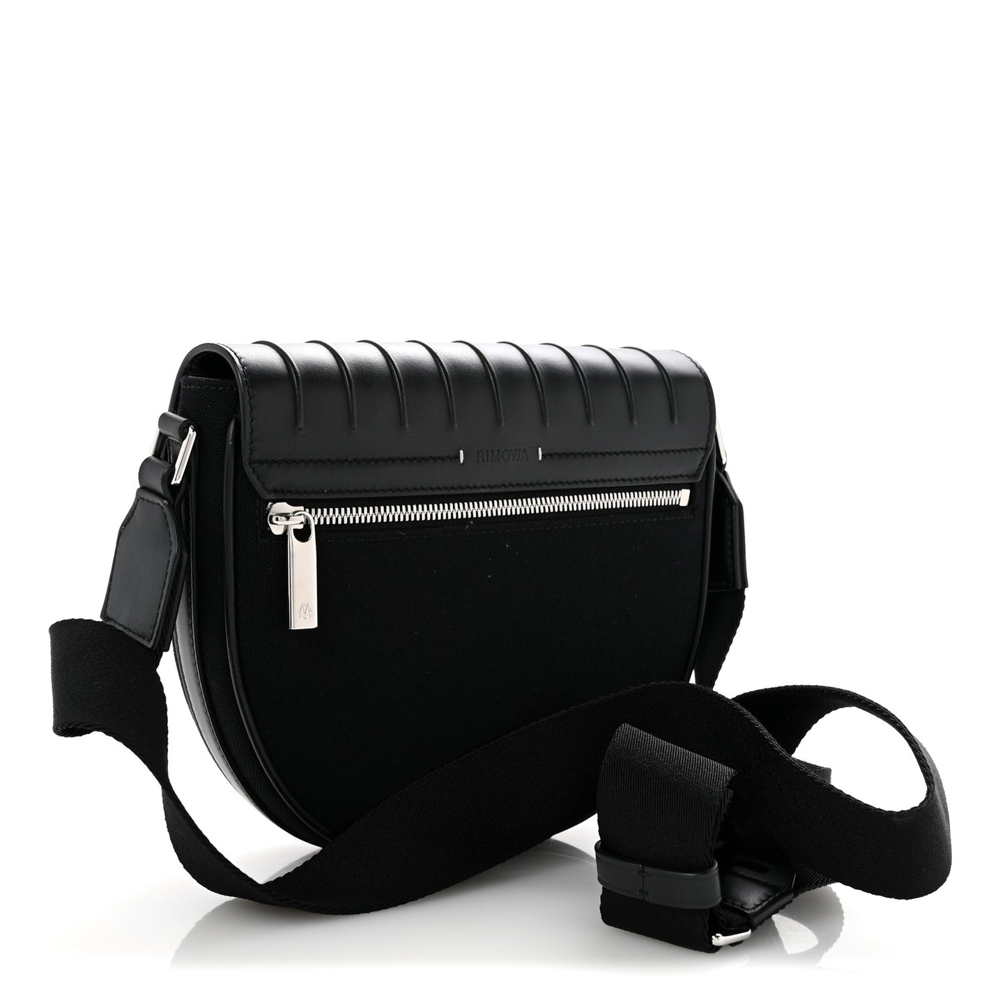 Calfskin Canvas Never Still Crossbody Flap Bag Black