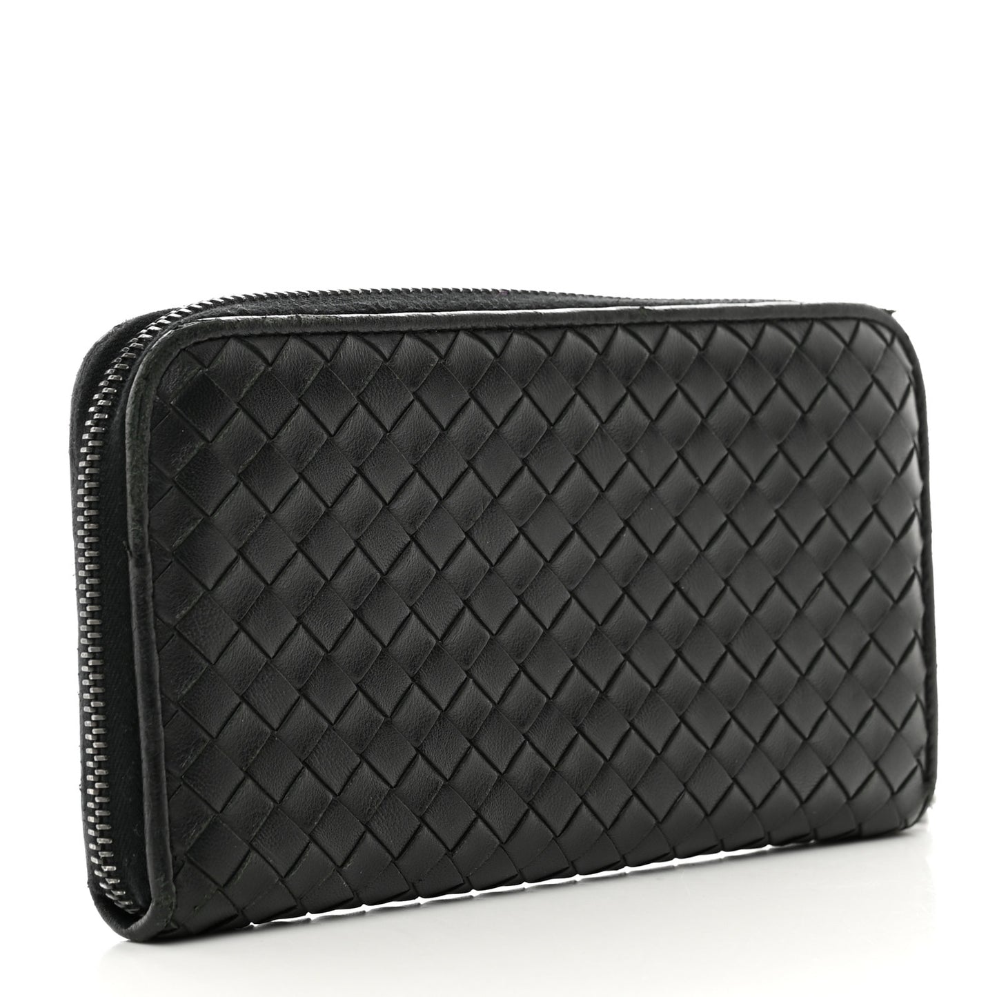 Nappa Intrecciato Zip Around Wallet Black