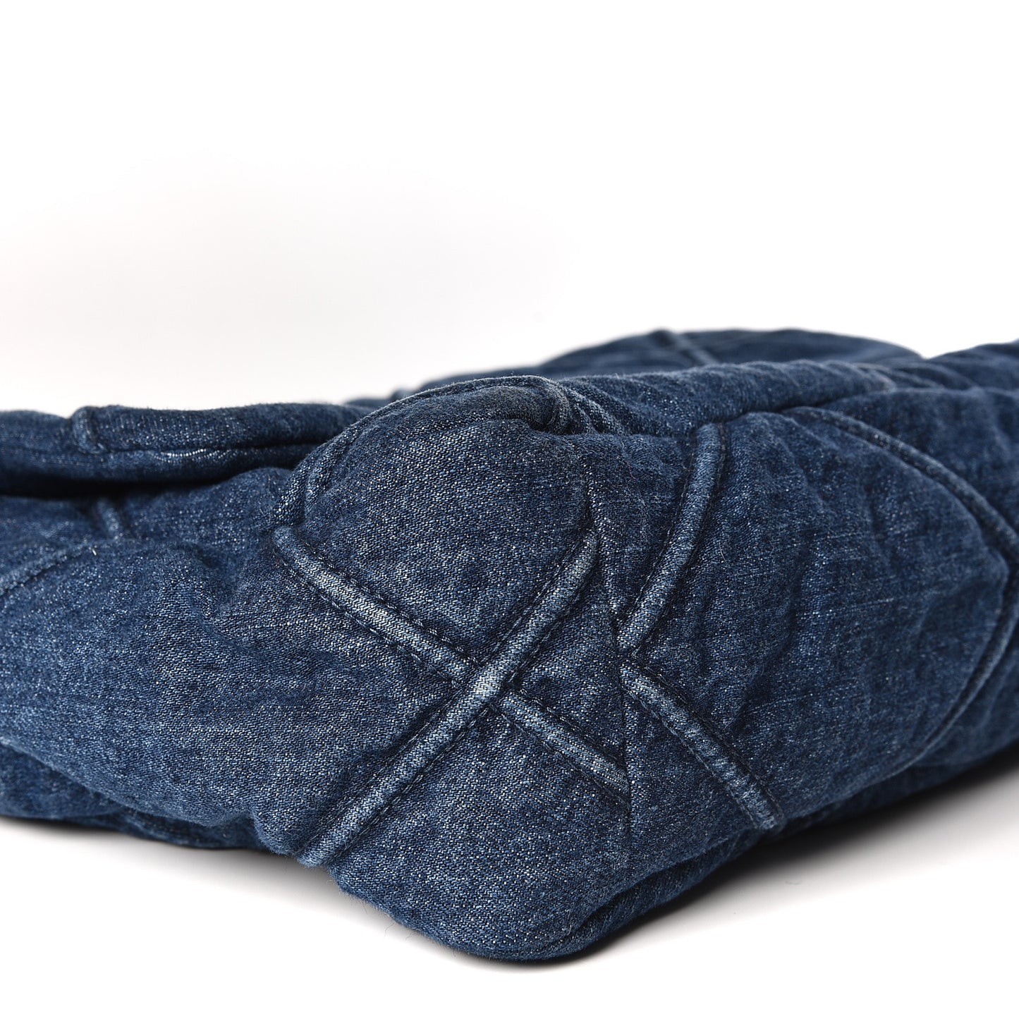 Denim Quilted Large 19 Flap Blue