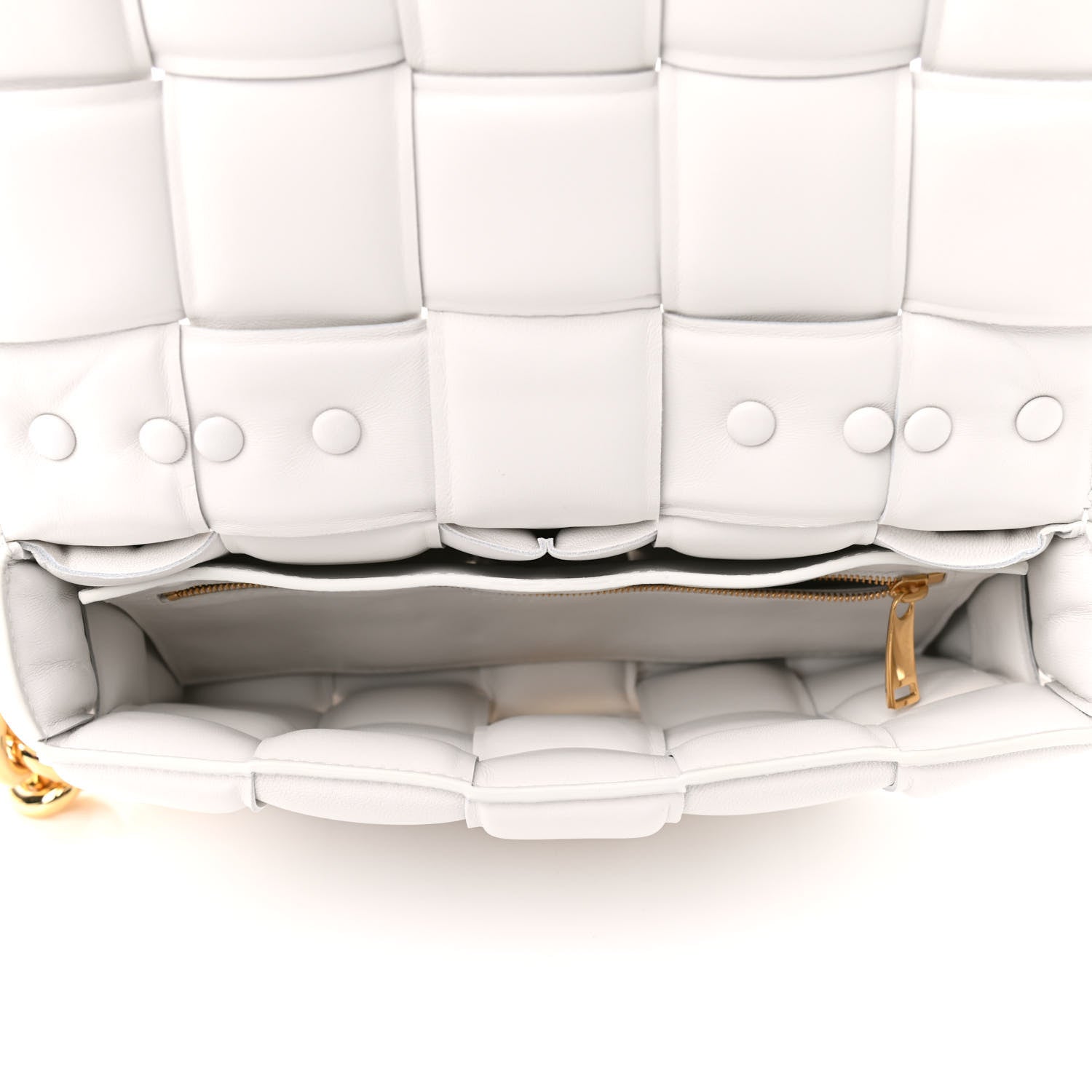 Bottega Veneta Lambskin Maxi Intreccio Padded Chain Cassette Crossbody Bag White 4 of 7