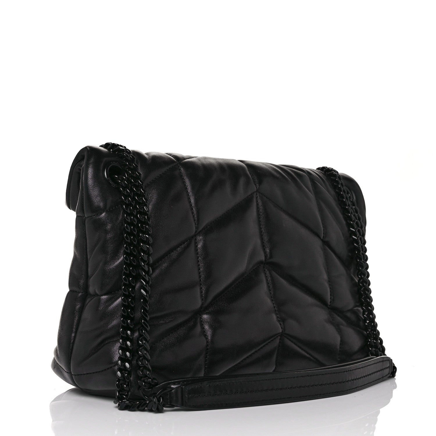 Saint Laurent Lambskin Quilted Small Loulou Puffer Monogram Chain Satchel Black 3 of 10