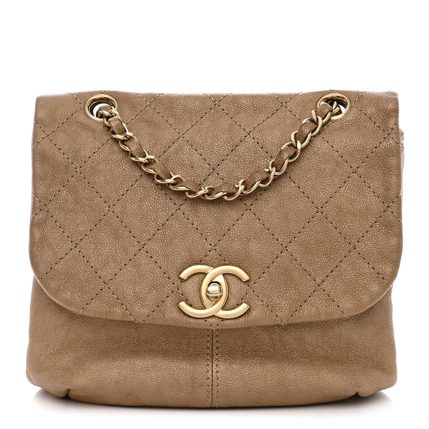 Chanel Metallic Calfskin Quilted Mini Trianon Messenger Flap Gold 1 of 13