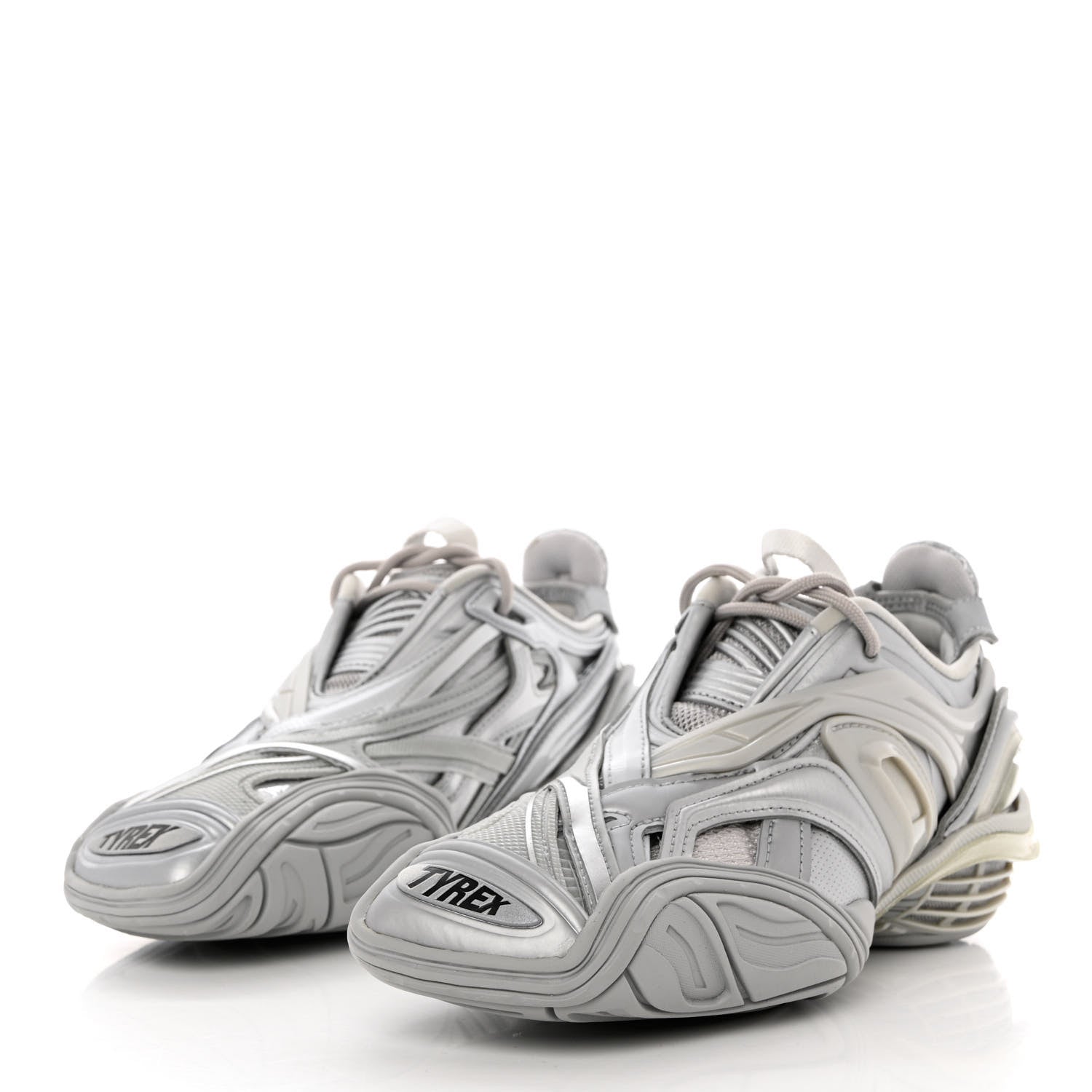 Balenciaga Metallic Rubber Mesh Womens Tyrex Sneakers 36 Monocolor Silver 3 of 9