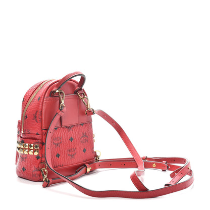 MCM Visetos Side Stud X-Mini Stark Bebe Boo Backpack Ruby Red 3 of 8