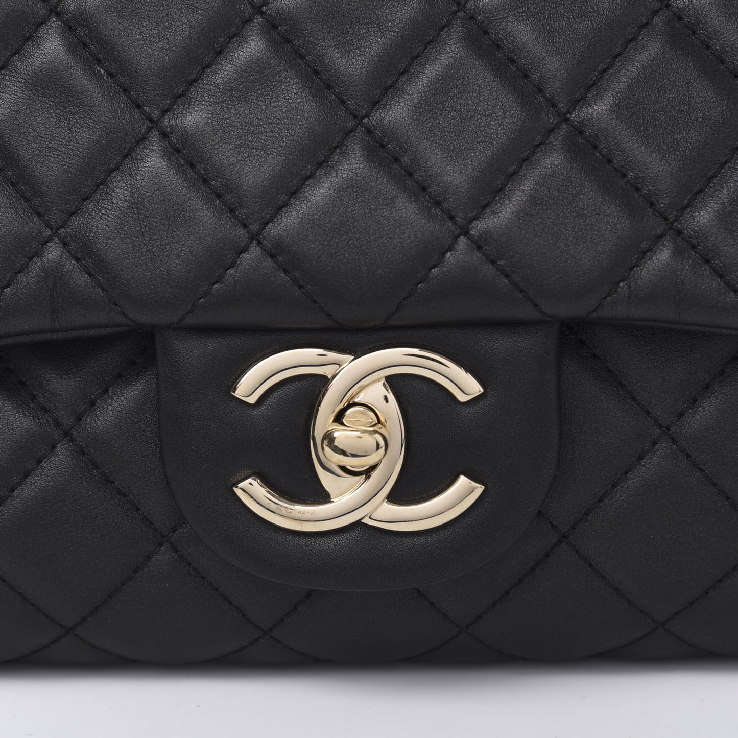 Calfskin Quilted XXL Travel Flap Bag Black