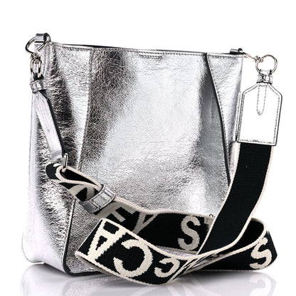 Stella McCartney Metallic Eco Alter Nappa Embroidered Logo Stonewall Crossbody Bag Silver 3 of 9