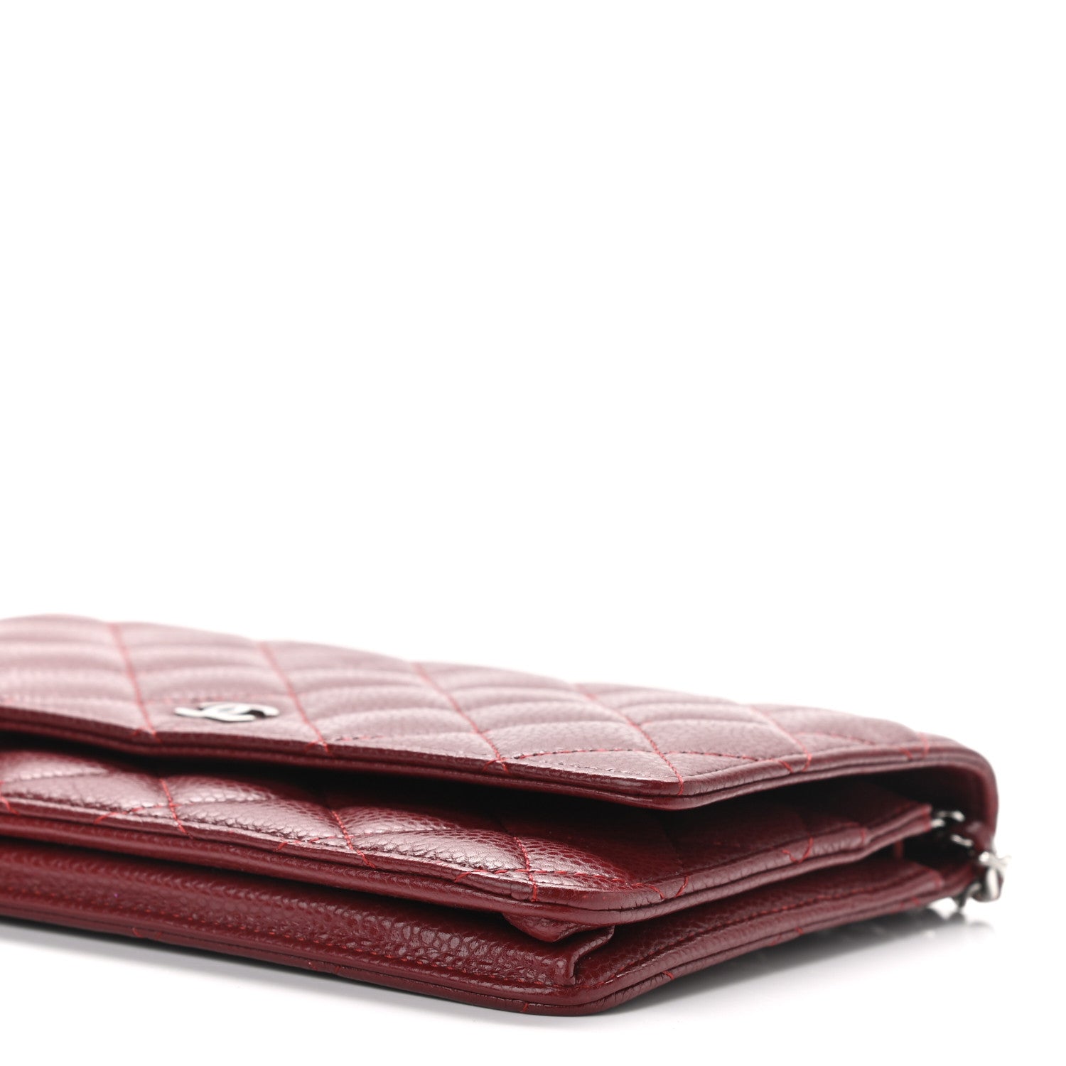 Chanel Caviar Quilted Wallet On Chain WOC Dark Red 11 of 12