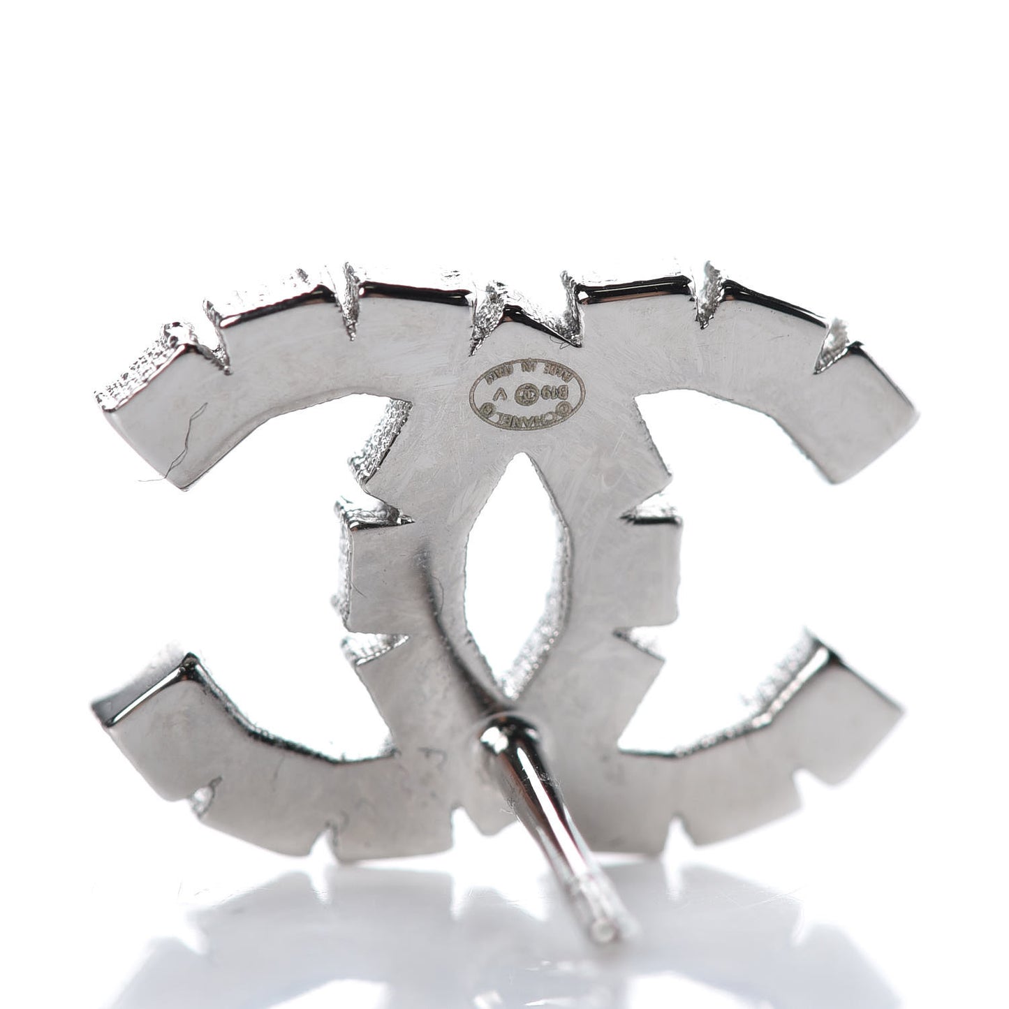 Baguette Crystal CC Earrings Silver
