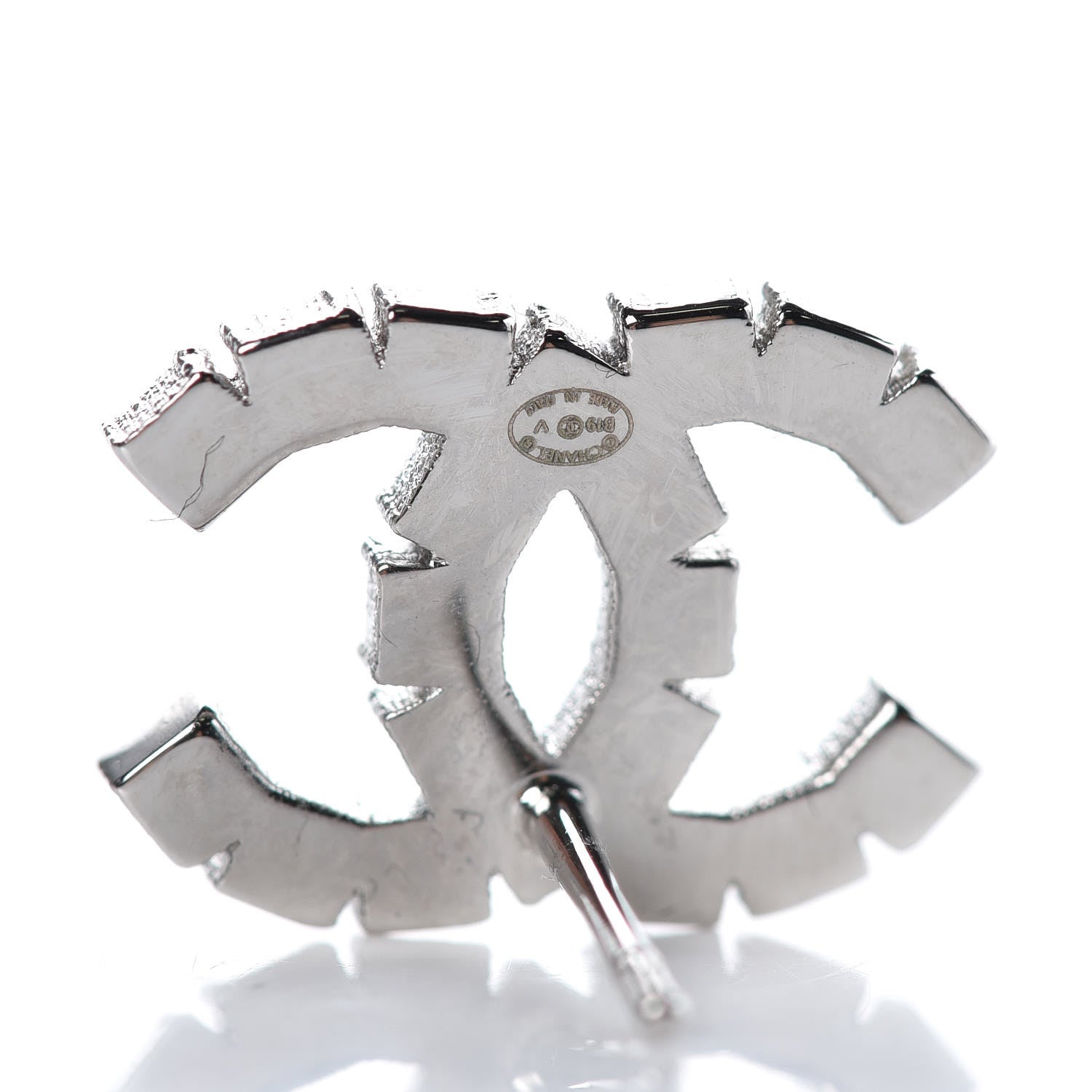 Chanel Baguette Crystal CC Earrings Silver 4 of 5