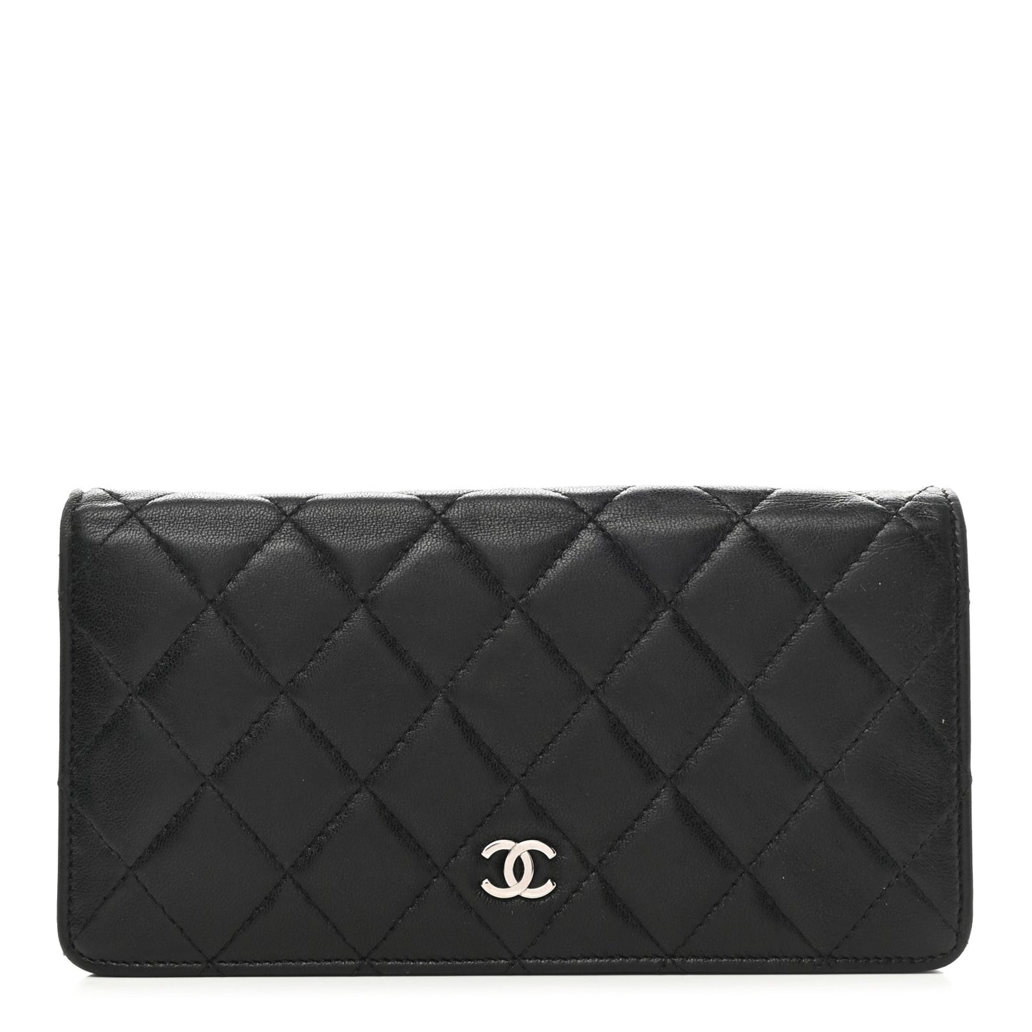 Lambskin Quilted Yen Wallet Black