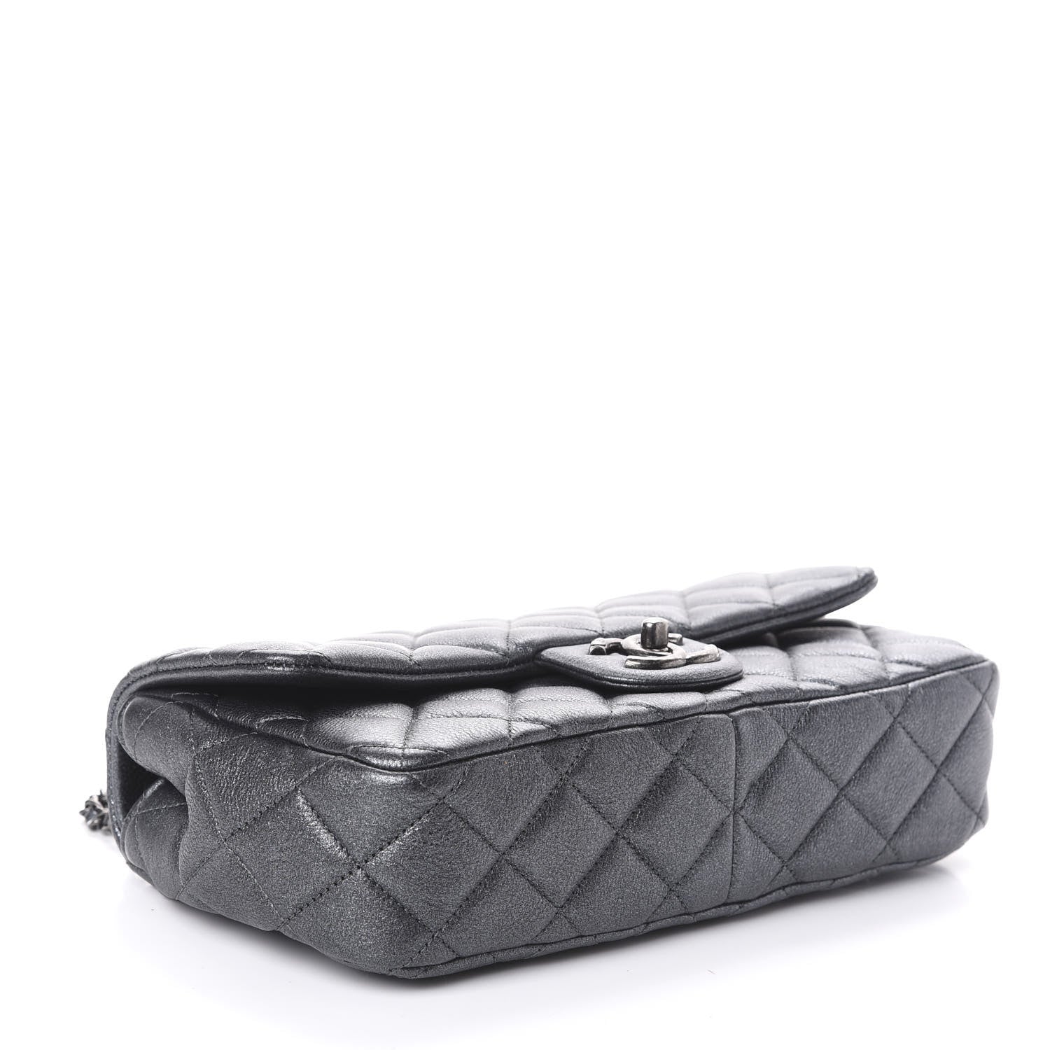 Chanel Metallic Calfskin Quilted Medium CC Eyelet Flap Dark Silver 4 of 10