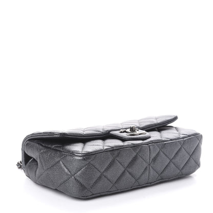 Chanel Metallic Calfskin Quilted Medium CC Eyelet Flap Dark Silver 4 of 10