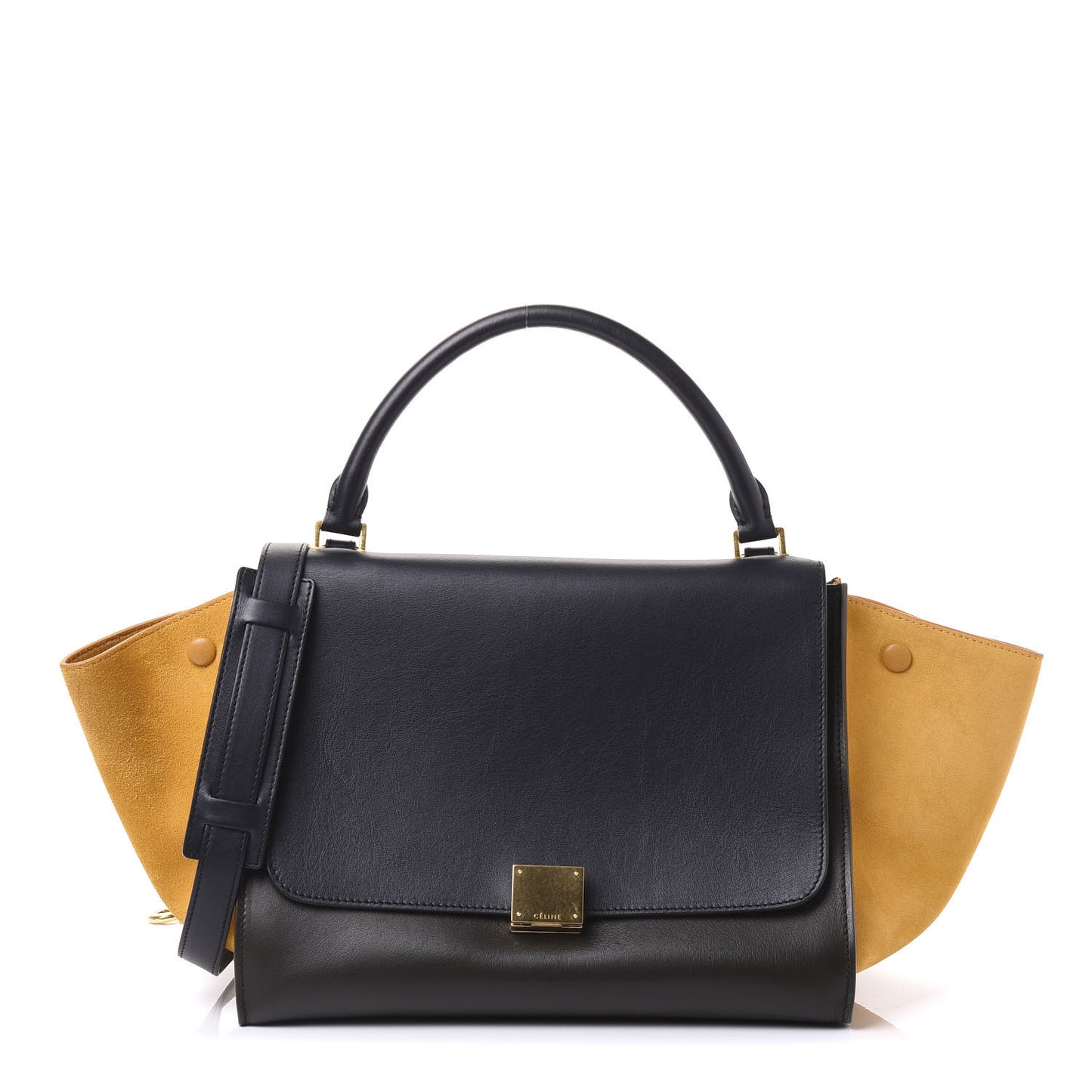 Smooth Calfskin Suede Medium Tri-Color Trapeze Mustard