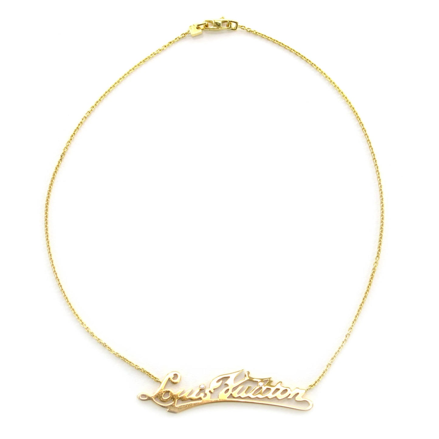 18K Yellow Gold Diamond ID Nameplate Necklace