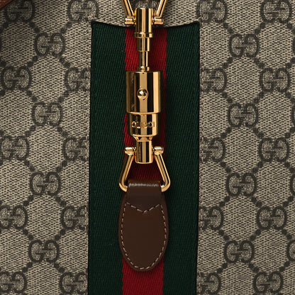 Gucci GG Supreme Monogram Azalea Calfskin Web Small Jackie 1961 Hobo Beige Ebony Brown Sugar 9 of 9