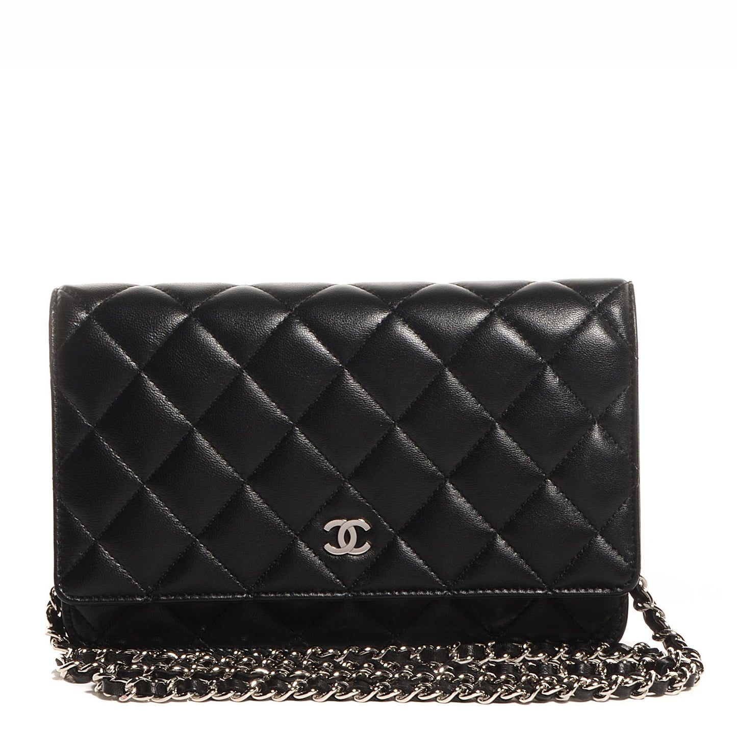 Lambskin Quilted Wallet On Chain WOC Black