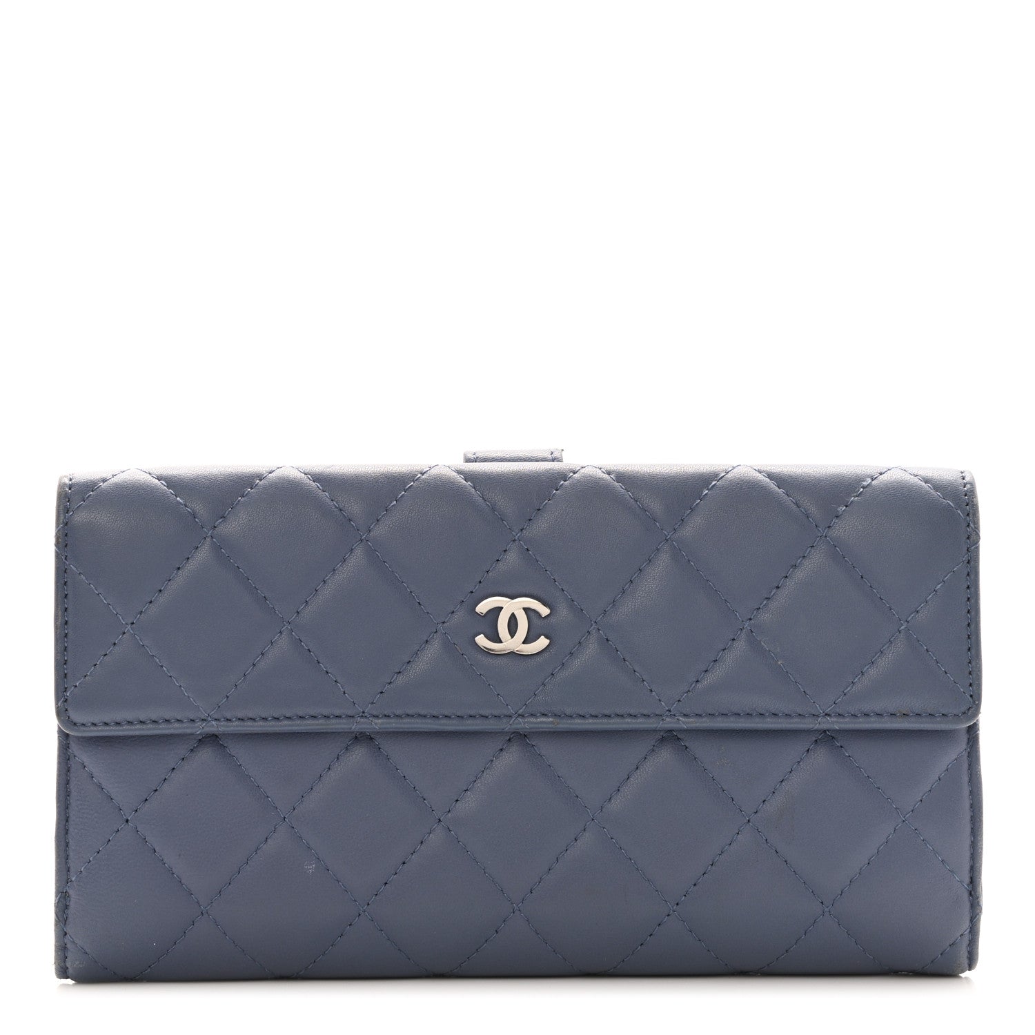 Chanel Lambskin Quilted Long Flap Wallet Blue 1 of 9