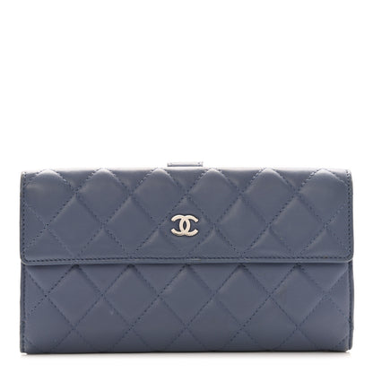 Chanel Lambskin Quilted Long Flap Wallet Blue 1 of 9