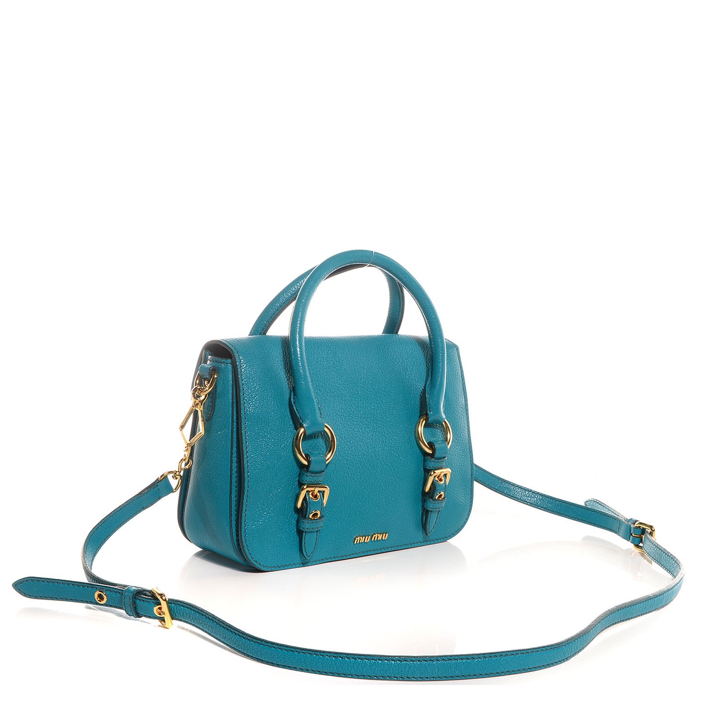 Grained Goatskin Madras Mini Crossbody Bag Turchese