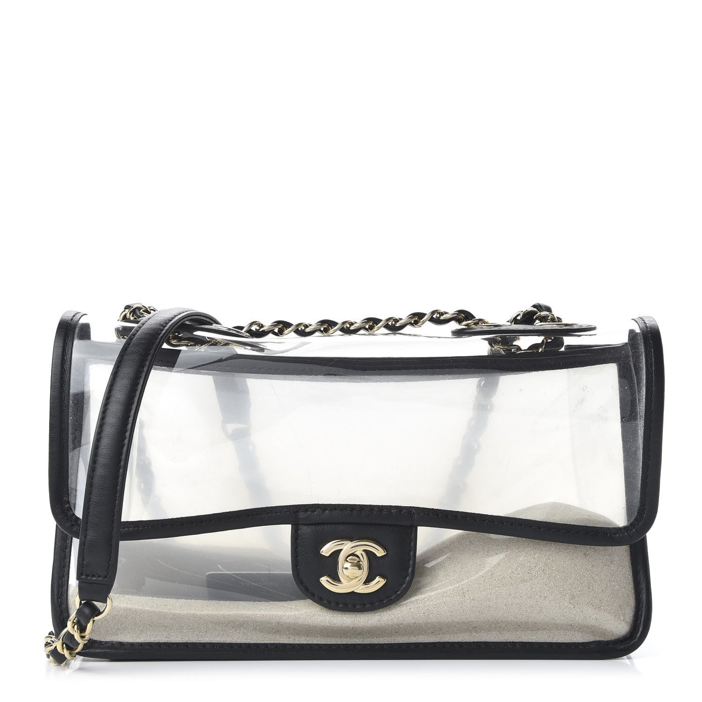 Lambskin PVC Medium Coco Sand Flap Black