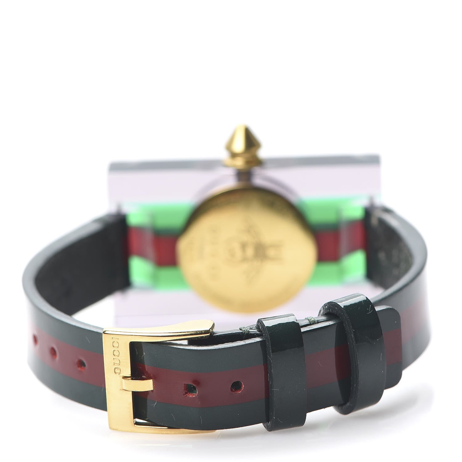 Gucci Stainless Steel Calfskin Plexiglass 24mm Skeleton Quartz Watch 4 of 8