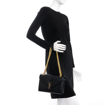 Saint Laurent Grain De Poudre Matelasse Medium Monogram Satchel Black 2 of 6