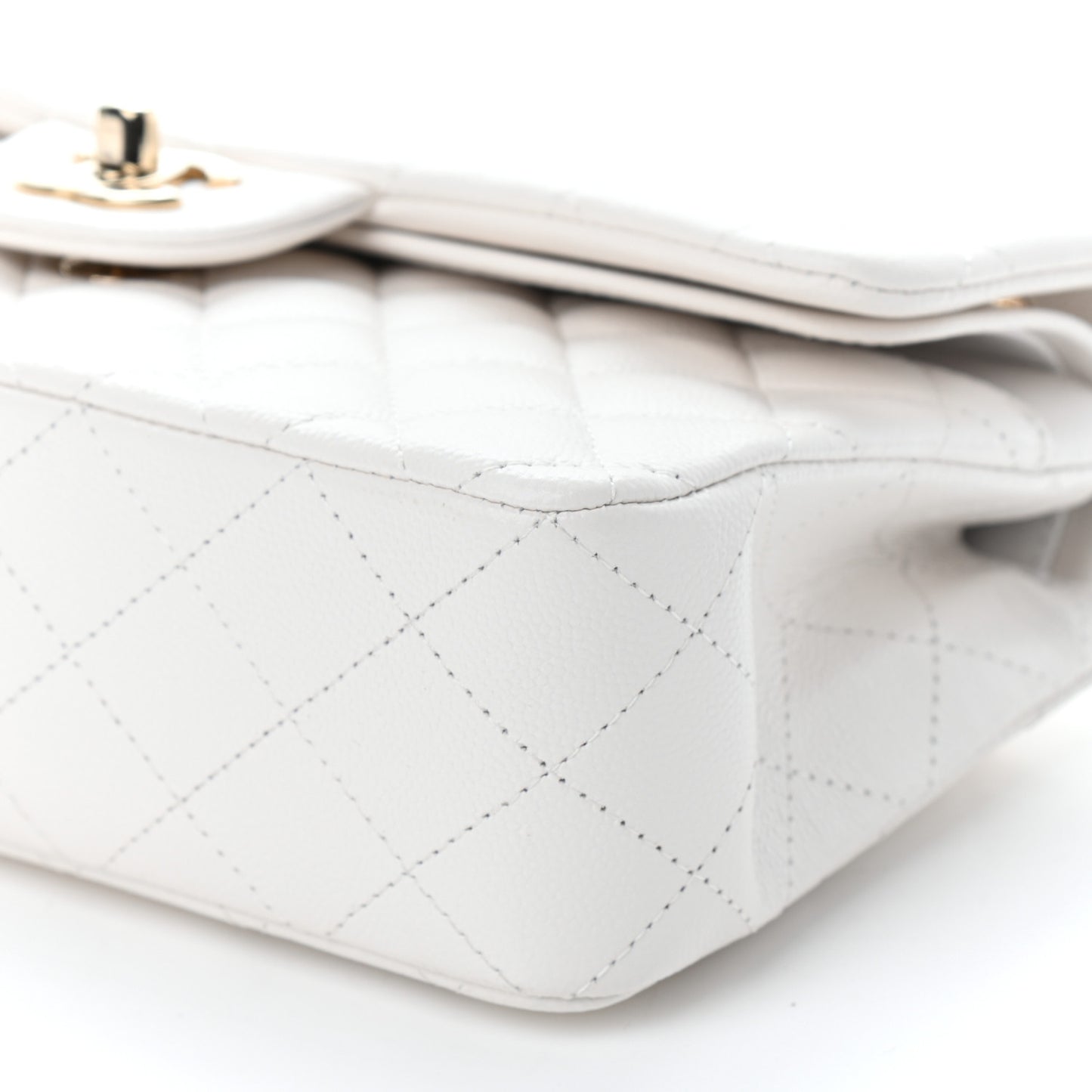 Caviar Quilted Small Double Flap White