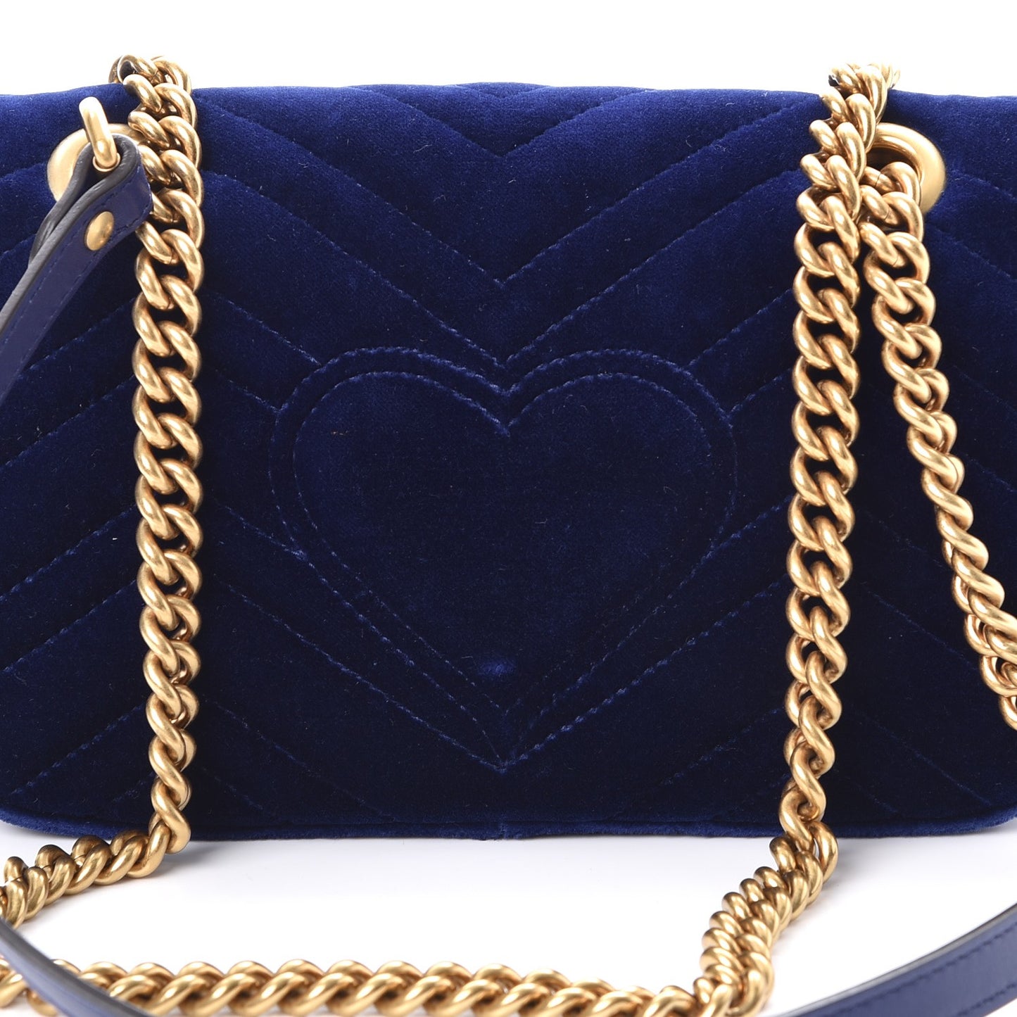 Velvet Matelasse Mini GG Marmont Shoulder Bag Cobalt Blue