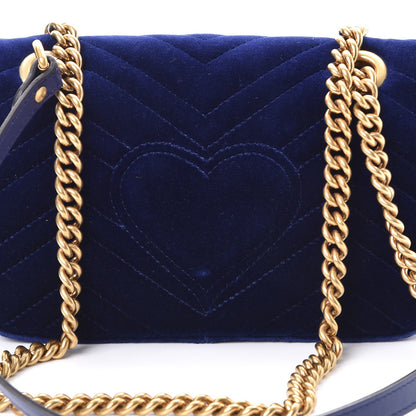 Gucci Velvet Matelasse Mini GG Marmont Shoulder Bag Cobalt Blue 8 of 8