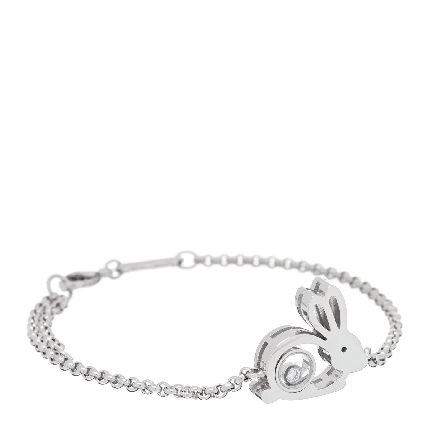 18K White Gold Diamond Good Luck Charms Rabbit Bracelet