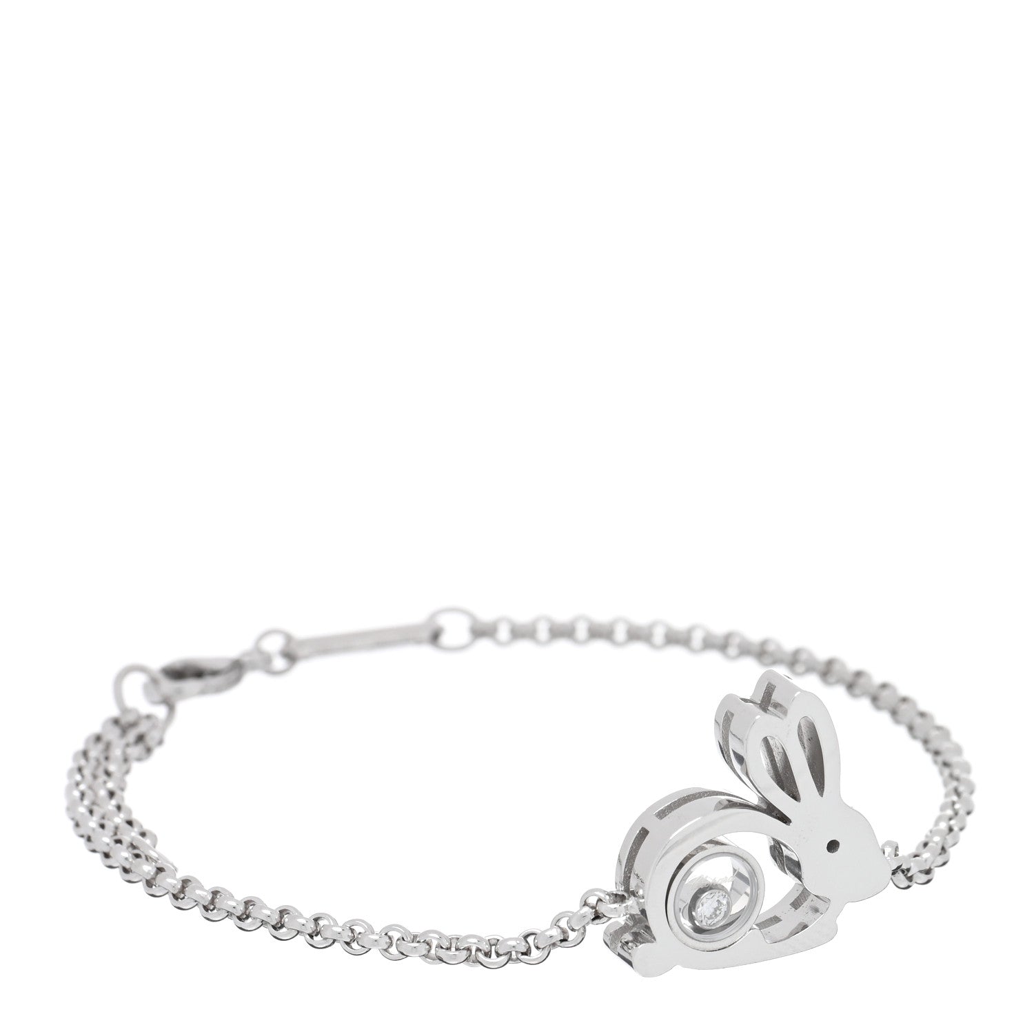 Chopard 18K White Gold Diamond Good Luck Charms Rabbit Bracelet 1 of 3
