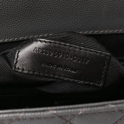 Saint Laurent Grain De Poudre Textured Mixed Matelasse Large Triquilt Monogram Satchel Earth 6 of 8