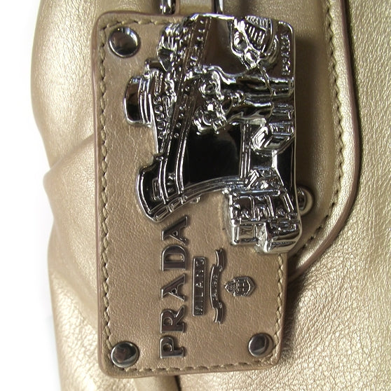 Leather Pleated Bauletto Champagne