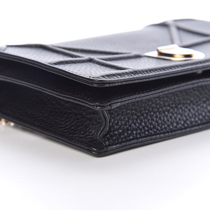 Christian Dior Grained Calfskin Diorama Wallet on Chain Pouch Black 9 of 10