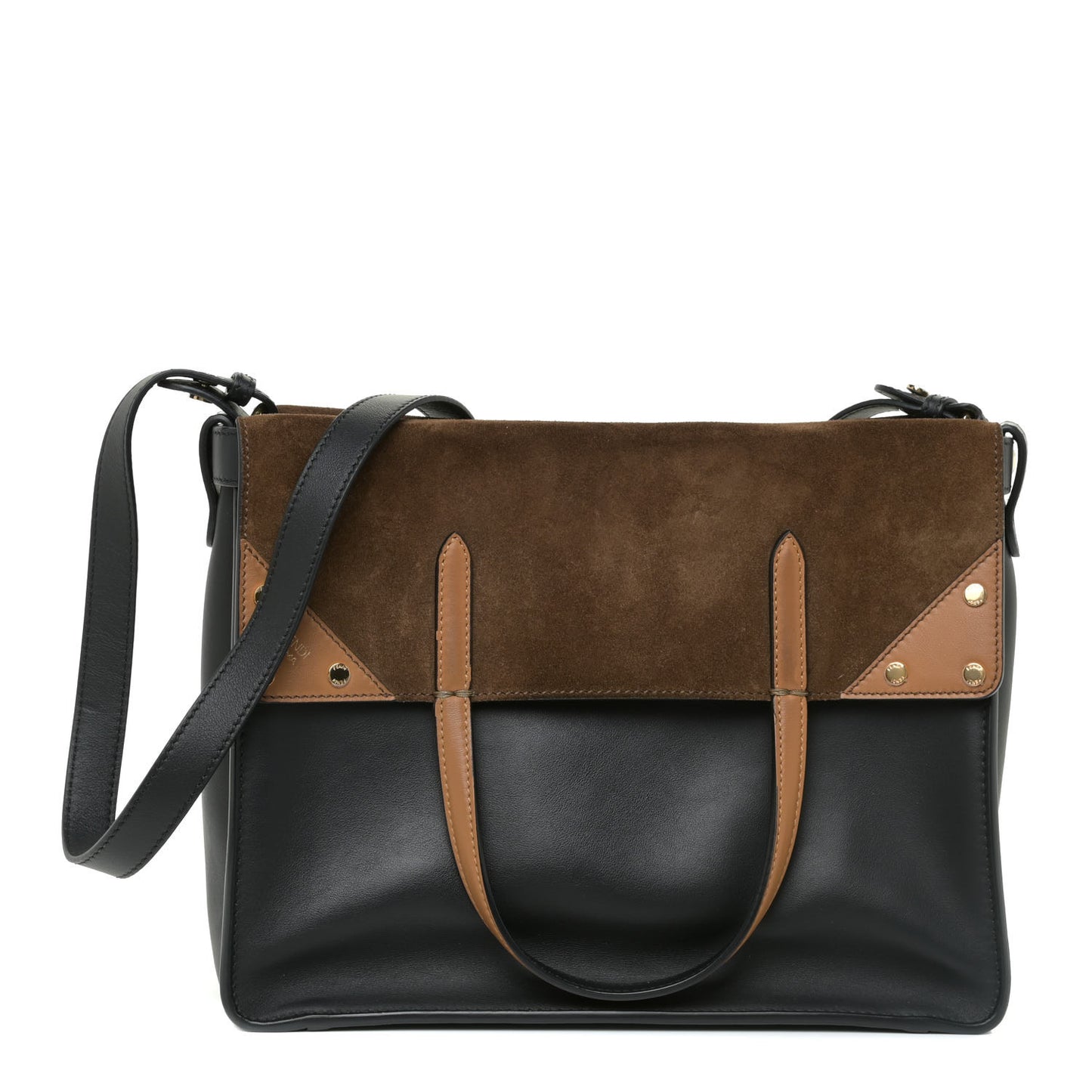 Vitello Grace Suede Flip Tote Black Nocciola Marrone