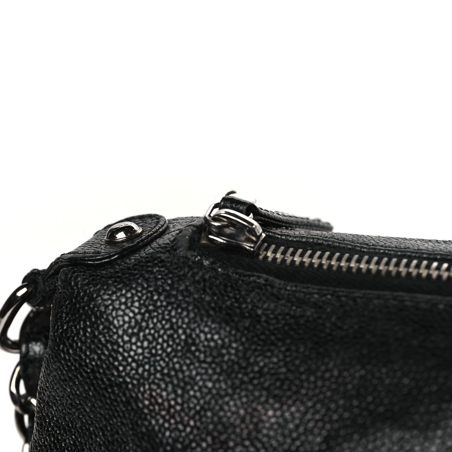 Glazed Caviar Pocket In The City Shoulder Bag Black