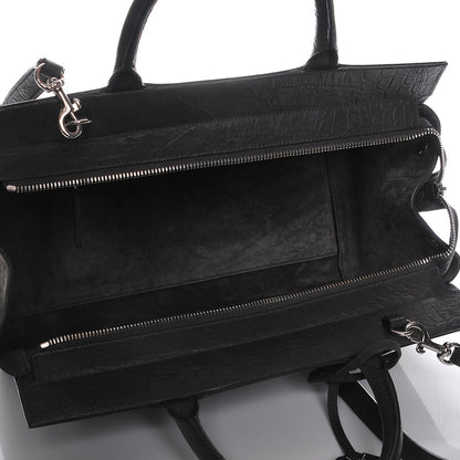 Saint Laurent Calfskin Crocodile Embossed Suede Small Cabas Rive Gauche Dark Anthracite 6 of 8