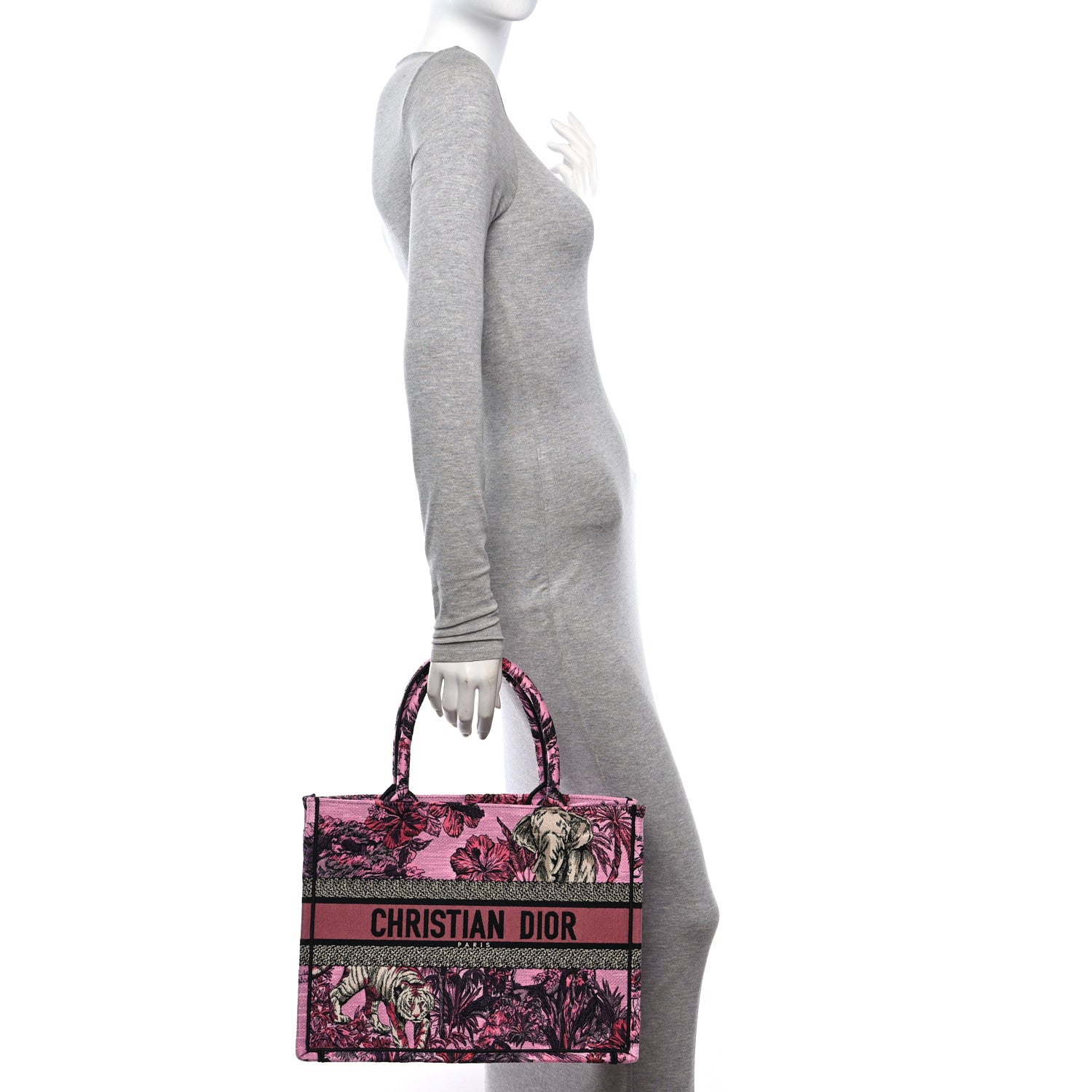 Christian Dior Canvas Embroidered Medium Toile de Jouy Voyage Book Tote Fuchsia Multicolor 2 of 10