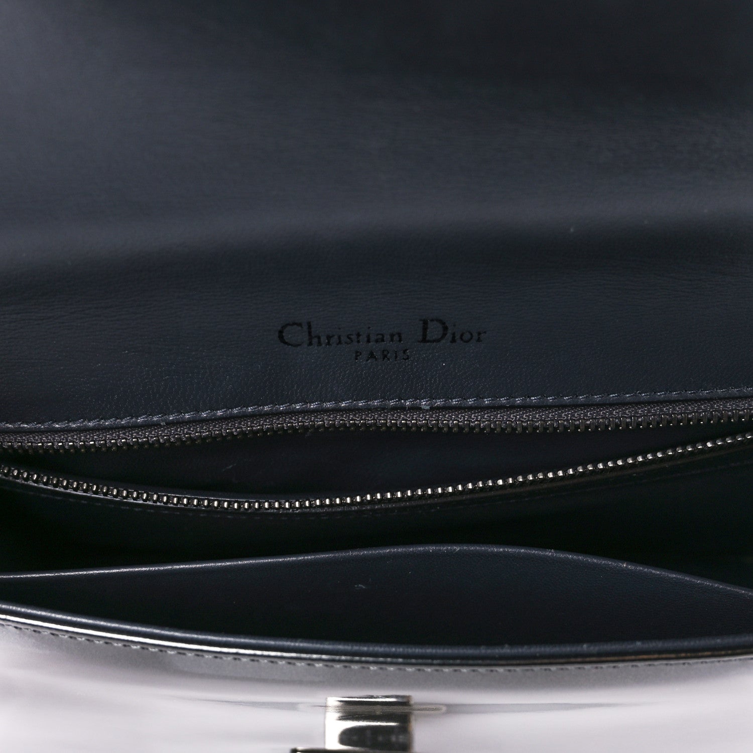 Christian Dior Metallic Calfskin Micro-Cannage Medium Diorama Flap Bag Graphite 6 of 11