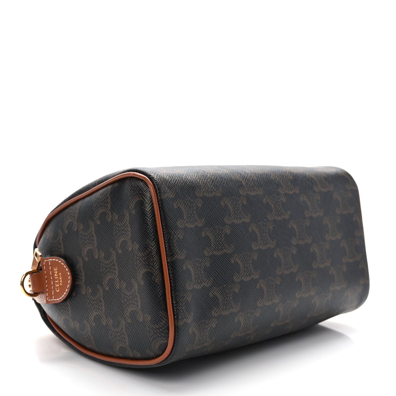 Celine Triomphe Canvas Calfskin Small Boston Bag Tan 4 of 13