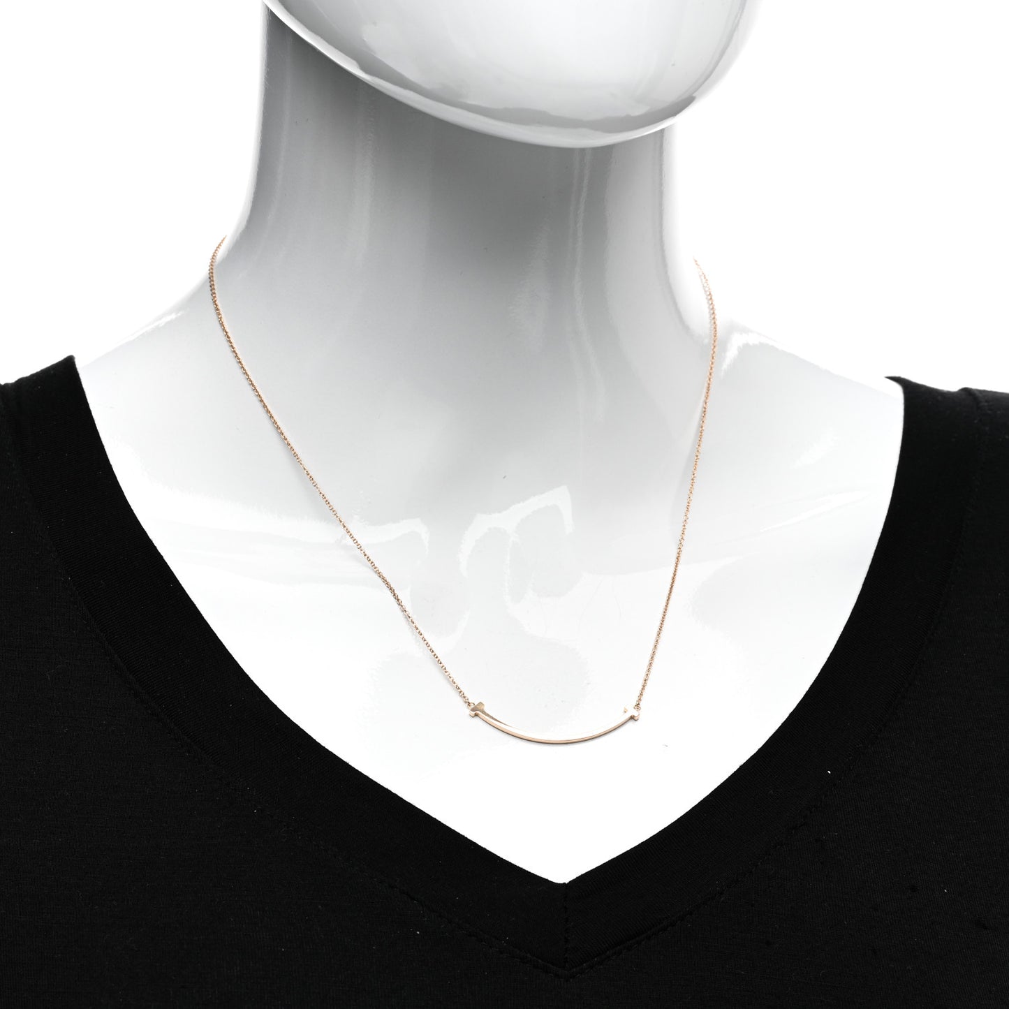 18K Rose Gold Small T Smile Pendant Necklace