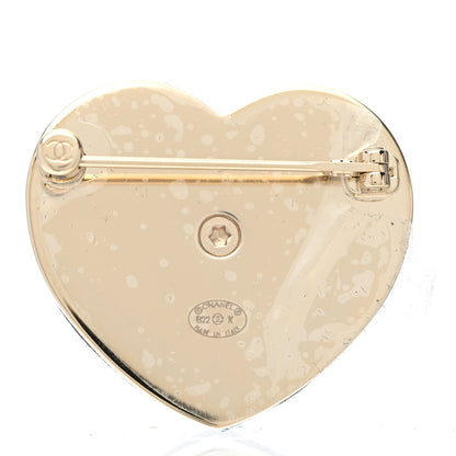 Chanel Lambskin CC Heart Brooch Gold Black 3 of 5