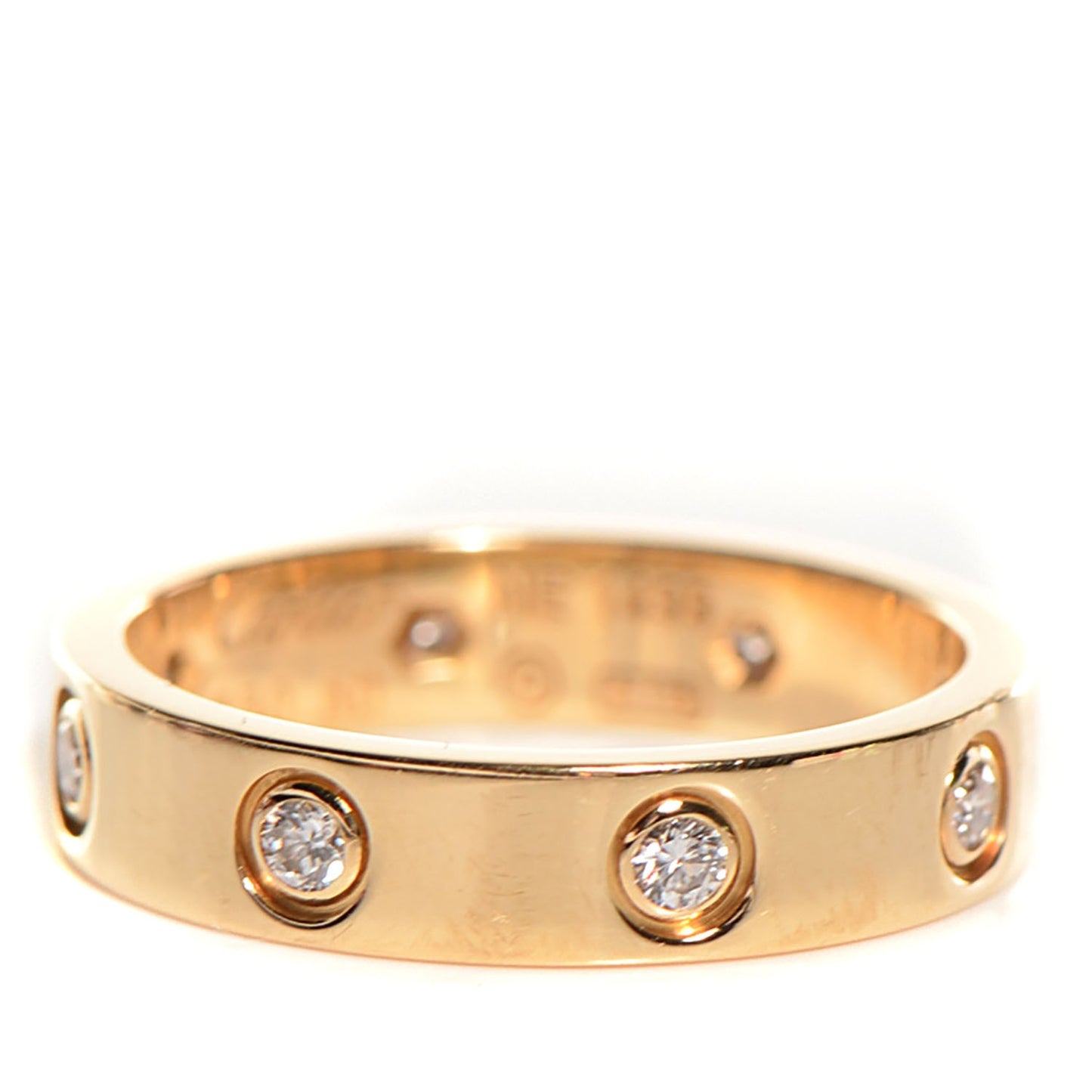 18K Yellow Gold 8 Diamond 4mm LOVE Wedding Band Ring 50 5.25