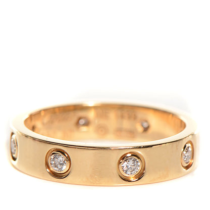 Cartier 18K Yellow Gold 8 Diamond 4mm LOVE Wedding Band Ring 50 5.25 1 of 5