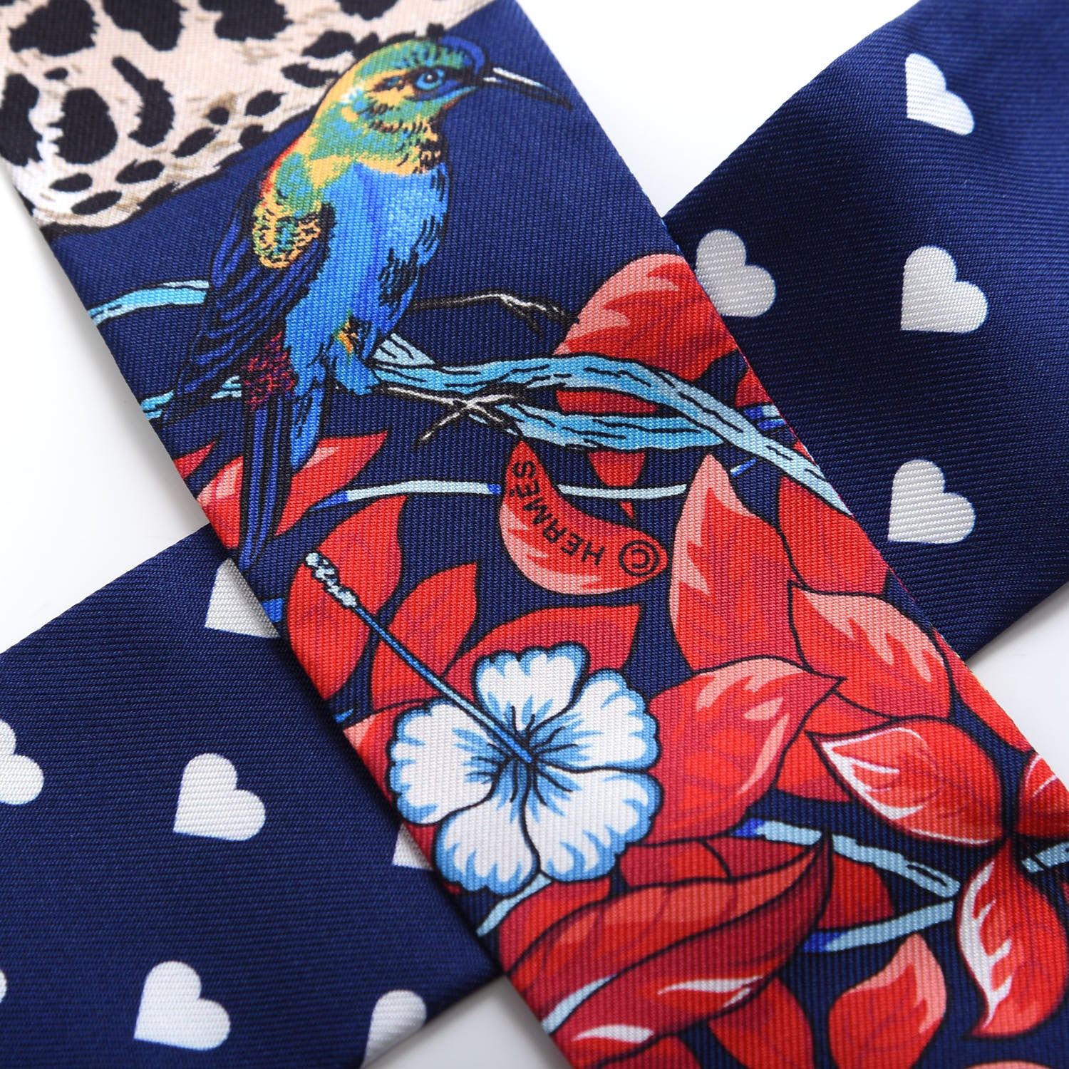 Hermes Silk Jungle Love Twilly Marine Rouge Brun 3 of 4
