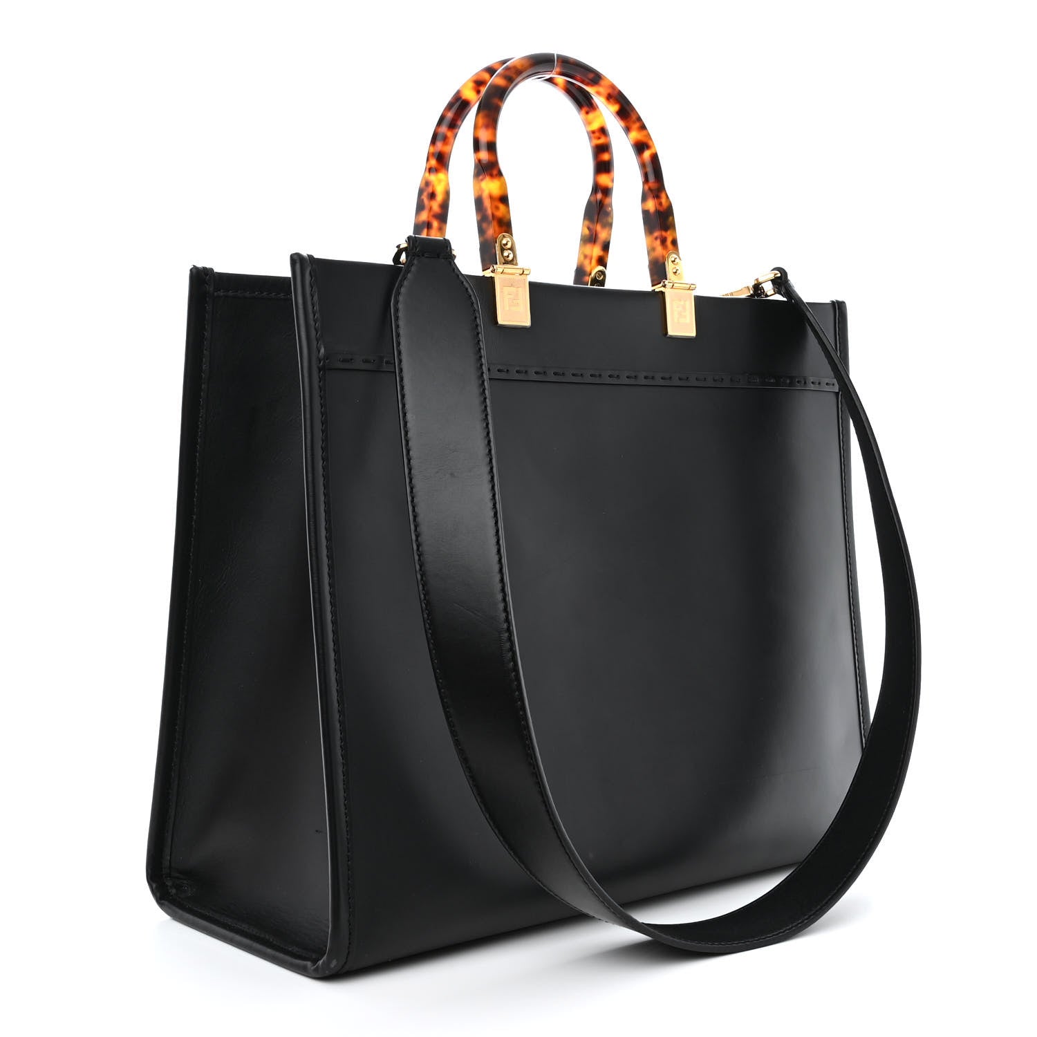 Fendi Vitello King Plexiglass Medium Fendi Sunshine Shopper Tote Black 3 of 10