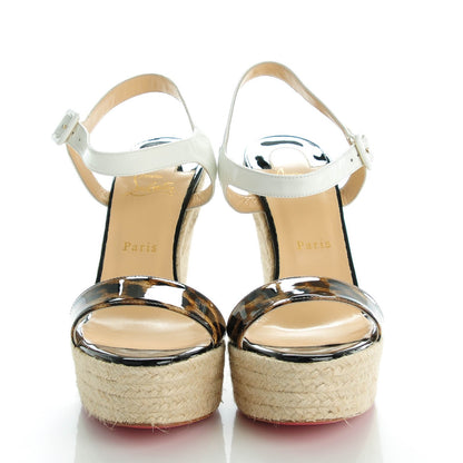 Christian Louboutin Patent Leopard Print Spachica 120 Wedge Sandals 41 Version Brown 2 of 7
