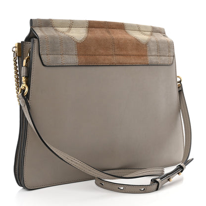 Chloe Suede Patchwork Medium Faye Shoulder Bag Motty Grey 3 of 19