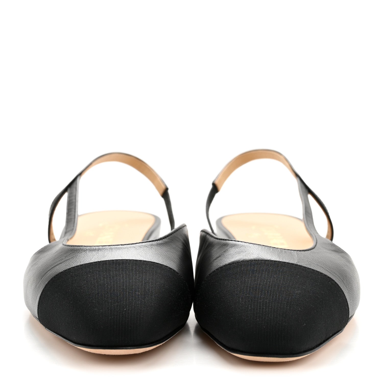 Chanel Goatskin Grosgrain Cap Toe CC Slingback Sandals 40 Black 3 of 9