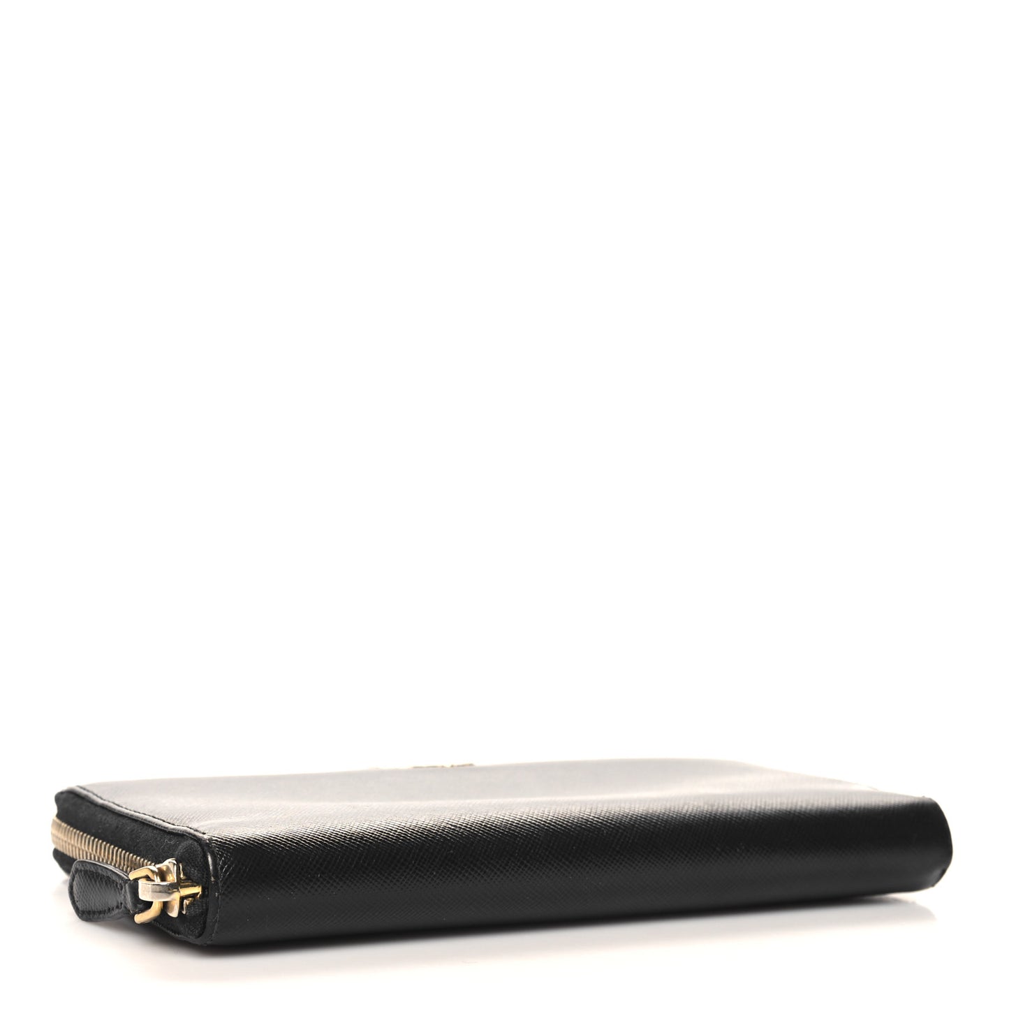 Saffiano Metal Zip Around Wallet Black